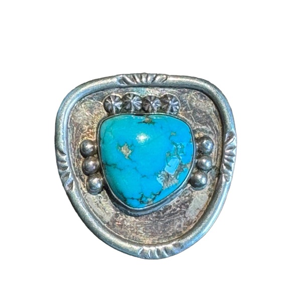 Vintage Navajo Sterling silver 925 Turquoise BOLO clip handmade Southwestern - Picture 2 of 6